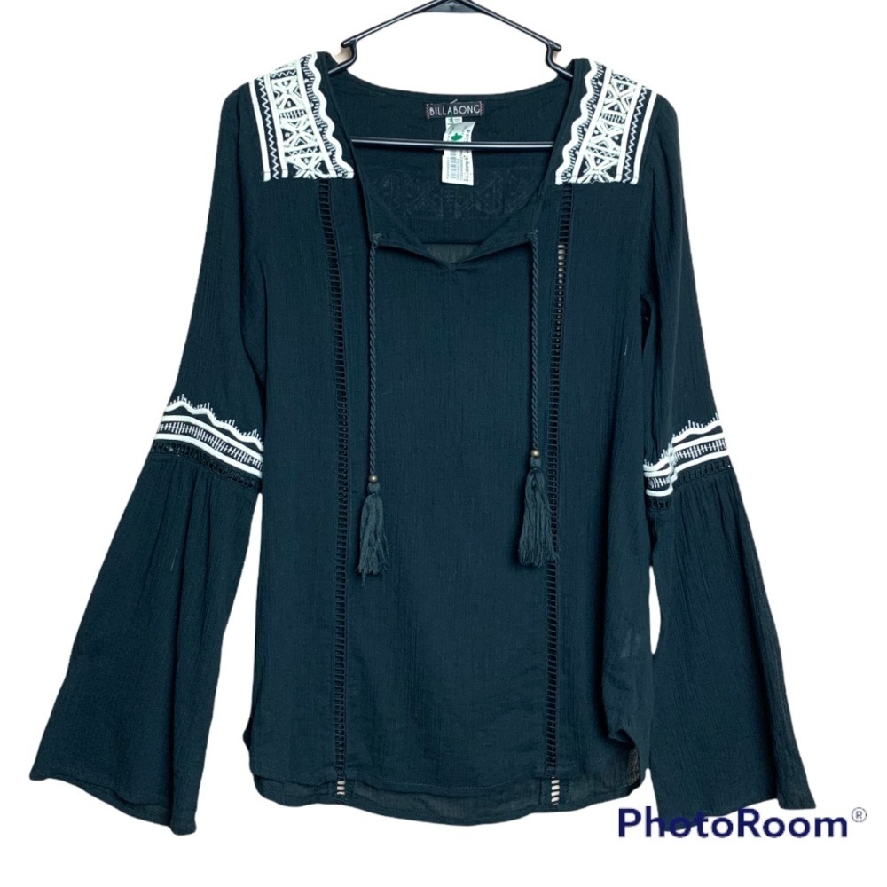Billabong black gauze blouse size Small